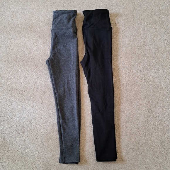 Tuff Athletics Leggings Set Of 2 Fleece Lined Pants Size Small (6) Grey Black - Picture 1 of 10
